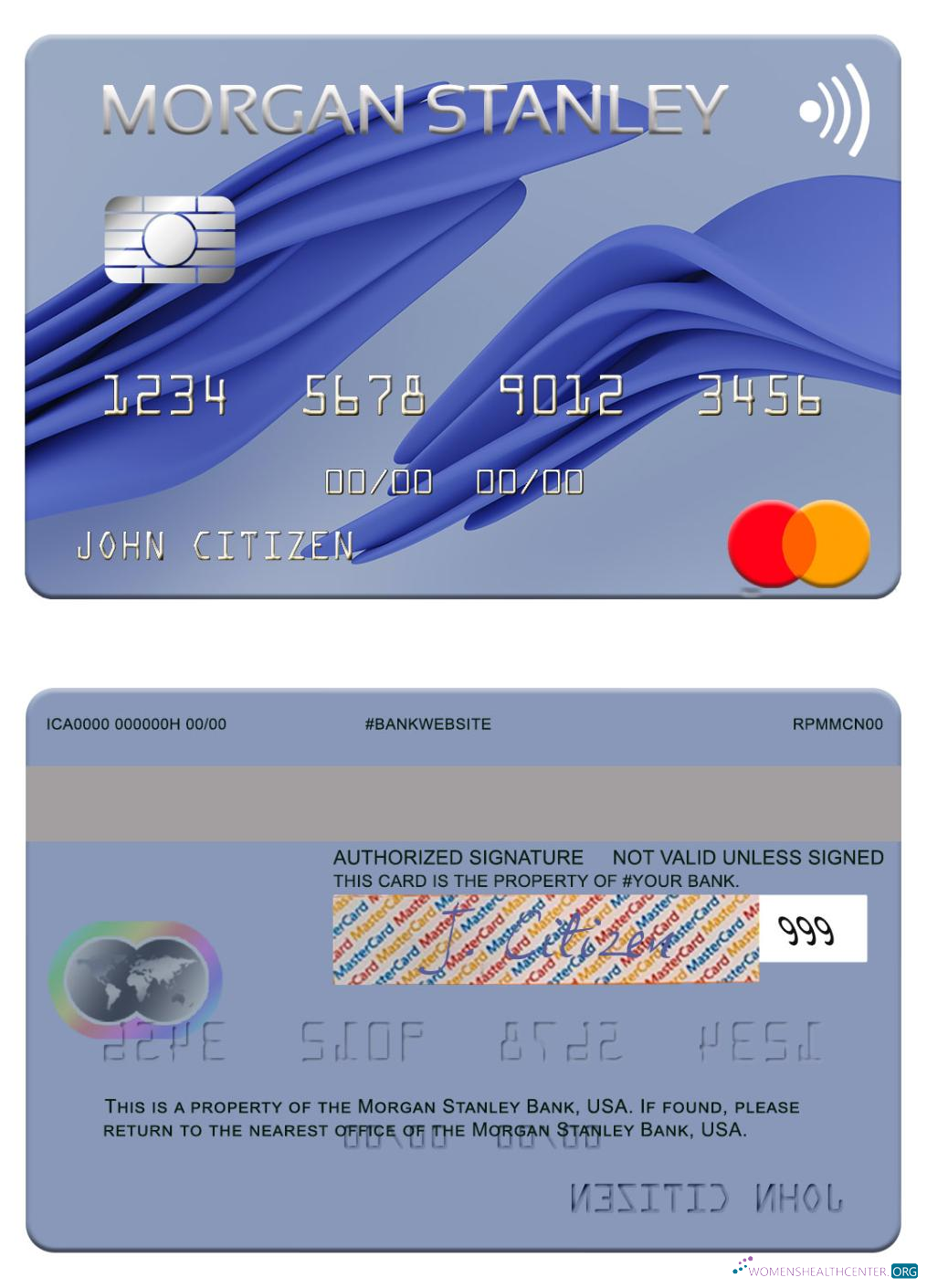 Download USA Morgan Stanley Bank mastercard Photoshop template